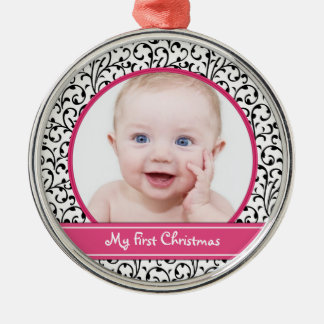 Damask Baby första julprydnad Julgransprydnad Metall