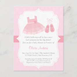 Damask Ballerina Flicka Bebis Shower Inbjudningar