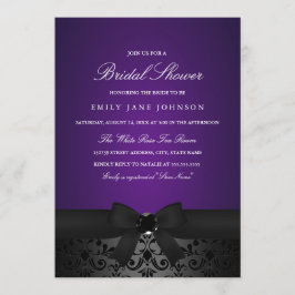 Damask Black & Lila Bow Möhippa Inbjudan