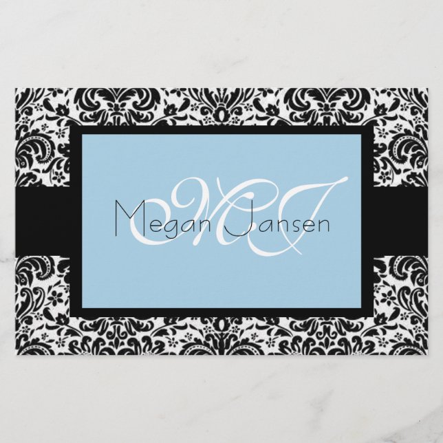Damask Black & White Brevpapper (Framsida)