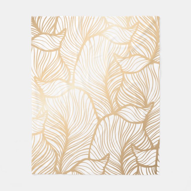 Damask blommigt guld Fleece Blanket (Framsidan)