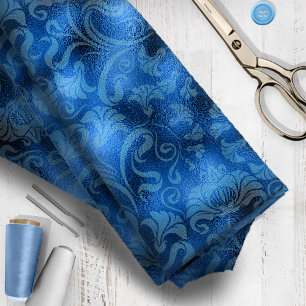 Damask Blommigt Shimmer Sapphire Blue ID461 Tyg