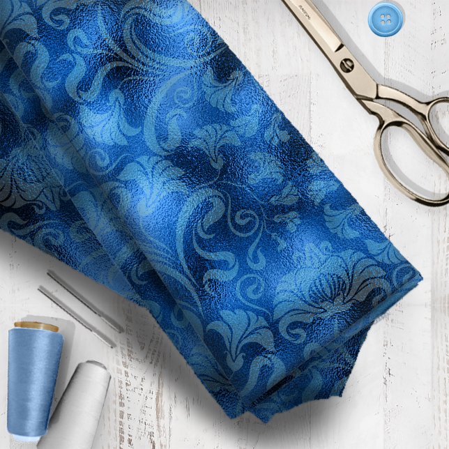 Damask Blommigt Shimmer Sapphire Blue ID461 Tyg (Skapare uppladdad)