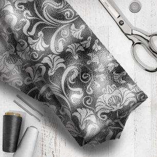 Damask Blommigt Shimmer Silver Grått ID461 Tyg