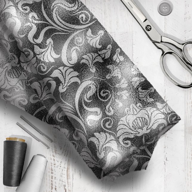 Damask Blommigt Shimmer Silver Grått ID461 Tyg (Skapare uppladdad)