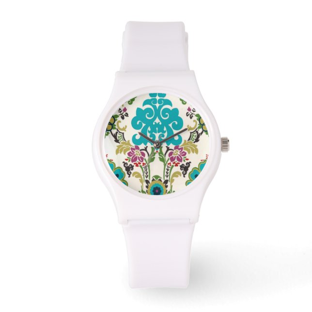 Damask Blommönster Plum Turcos Armbandsur (Framsida)