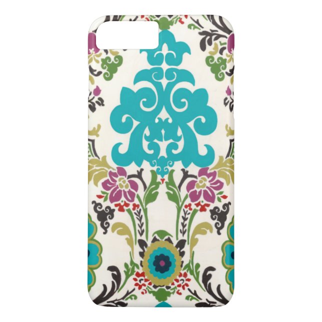 Damask Blommönster Plum Turcos Case-Mate iPhone Skal (Baksida)