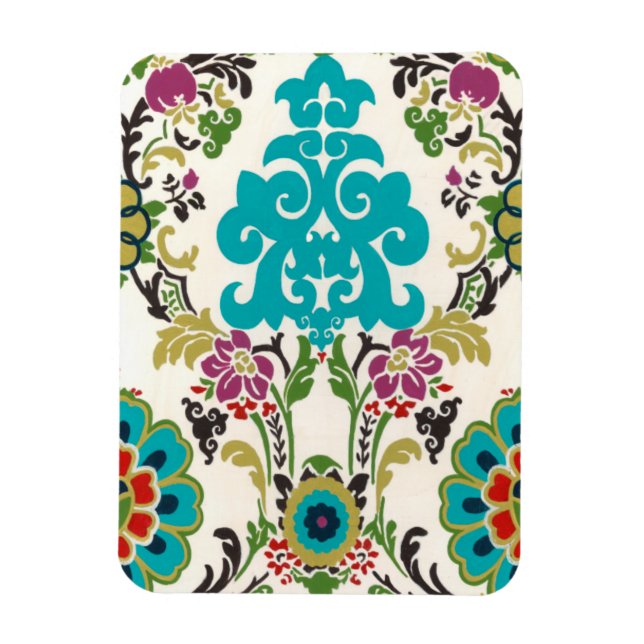 Damask Blommönster Plum Turcos Magnet (Vertikal)