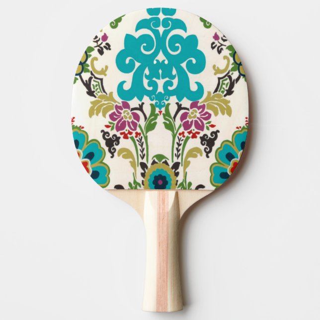Damask Blommönster Plum Turcos Pingisracket (Framsidan)