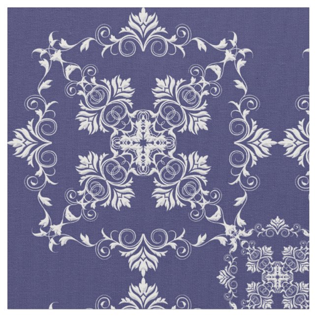 Damask Blue mönster. Tyg (Närbild)