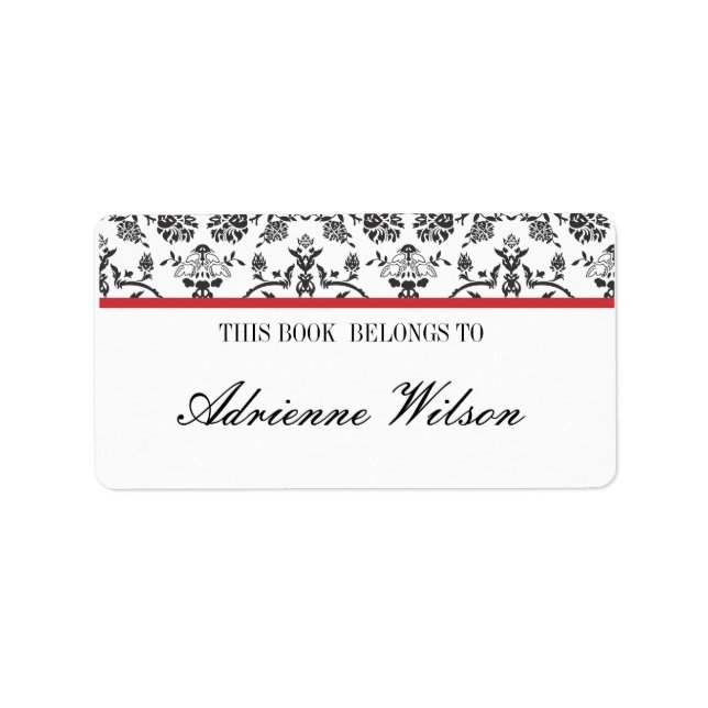 Damask Bookplate Adressetikett (Framsidan)