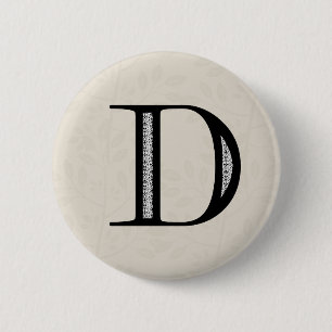 Damask Brev D - Svart Knapp