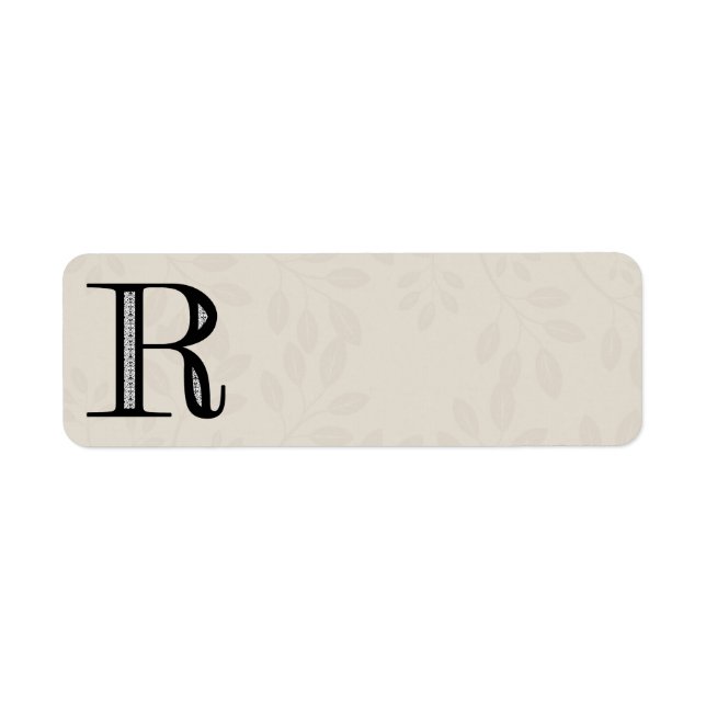 Damask Brev R - Black Returadress Etikett (Framsidan)