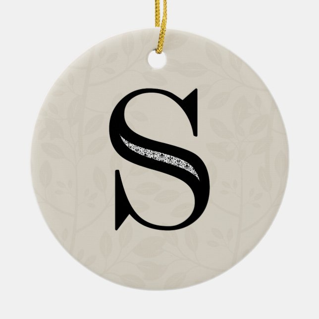 Damask Brev S - Black Julgransprydnad Keramik (Framsidan)