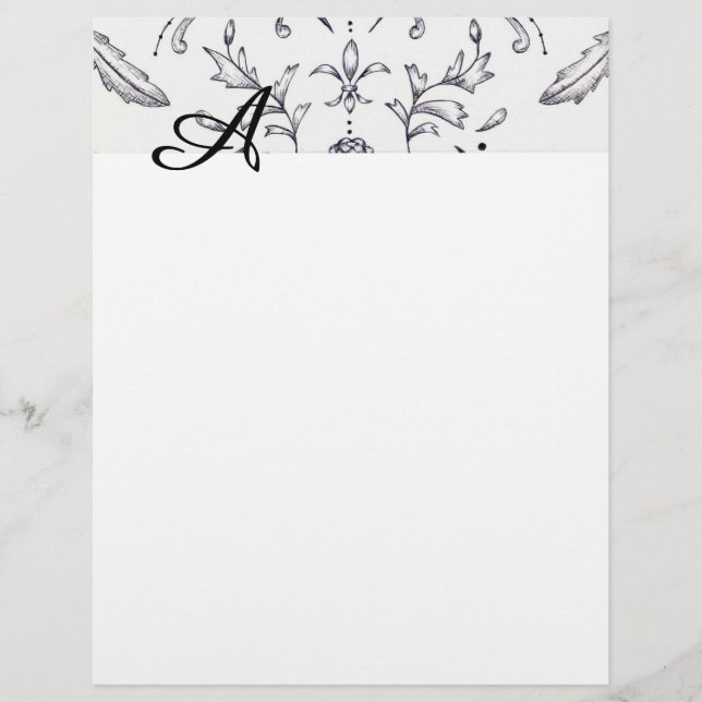 Damask brevpapper svart och vitt (Framsida)