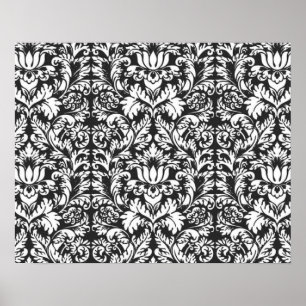 Damask Brokad Klassisk Tapet Poster