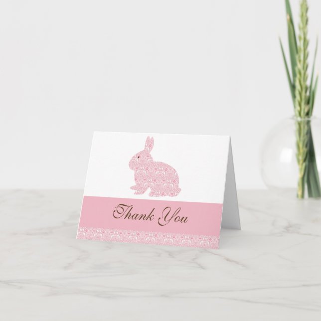 Damask Bunny Rabbit Baby Shower Tack (Framsida)
