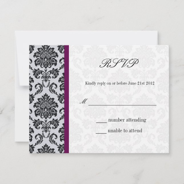 Damask Burgundy Bröllop OSA Kort (Framsida)