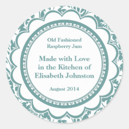 Damask Canning Labels for Homemade Sylt, Jellies Runt Klistermärke