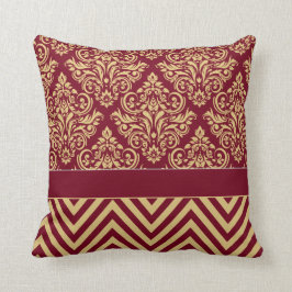 Damask Chevron - burgundssand Kudde