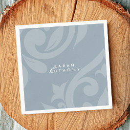 Damask Classic Cadet Blue Elegant bröllop Napkins Pappersservett