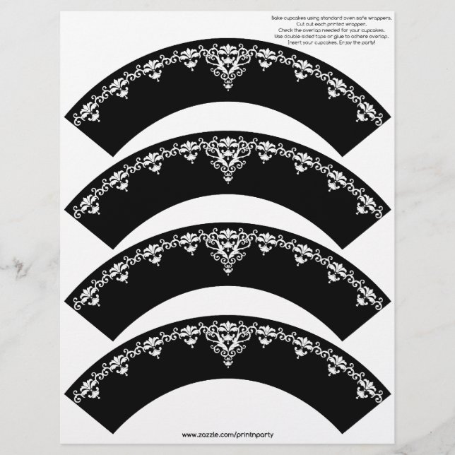 Damask Cupkaka Cosie - White on Black (Framsida)
