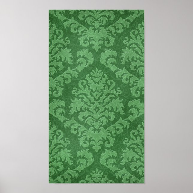 DAMASK CUT VELVET, TAPESTRY I GRÖNT POSTER (Framsidan)