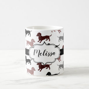 Damask Dachshunds Anpassningsbar Retro Kaffemugg