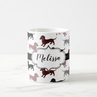Damask Dachshunds Anpassningsbar Retro Kaffemugg
