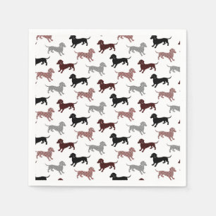 Damask Dachshunds Helgdag Mönster Pappersservett