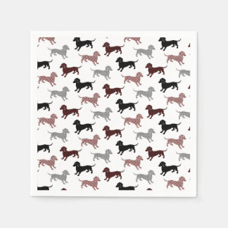 Damask Dachshunds Helgdag Mönster Pappersservett