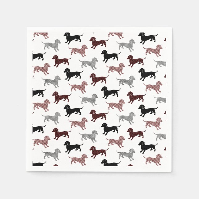 Damask Dachshunds Helgdag Mönster Pappersservett (Framsidan)