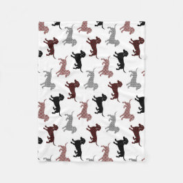 Damask Dackel Cute Dachshunds Fleecefilt