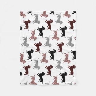 Damask Dackel Cute Dachshunds Fleecefilt