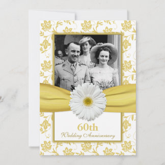 Damask Daisy Diamond 60:e Bröllop-årsdagen Inbjudningar