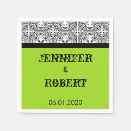 Damask Delight i Lime Green Bröllop Napkin Pappersservett