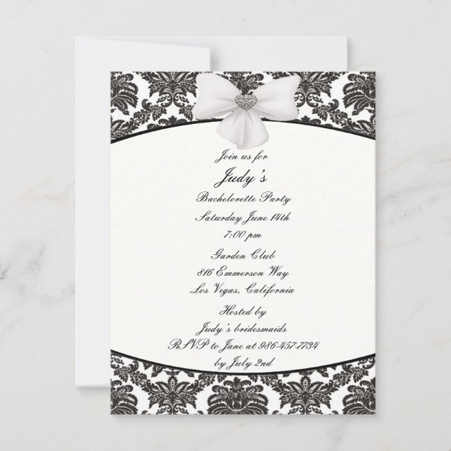 Damask Elegance Bachelorette-partiets inbjudan (Framsida)