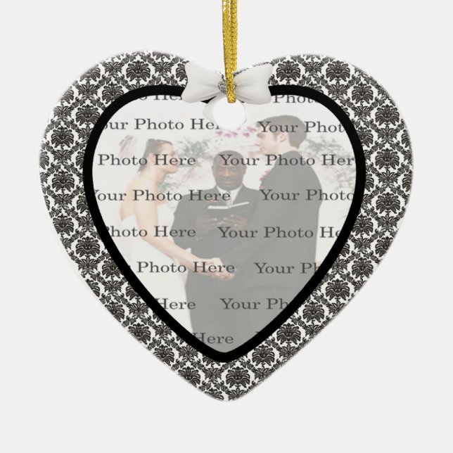 Damask Elegance Bröllop Heart Ornament (Framsidan)