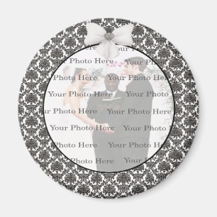 Damask Elegance Bröllop Round Magnet