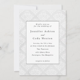 Damask Elegant Classic White Bröllop Inbjudningar