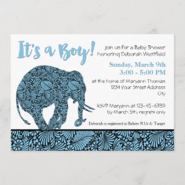 Damask Elephant Boy Shower Inbjudningar