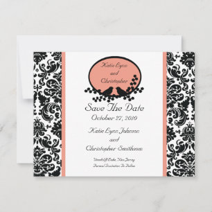 Damask & Fåglar Save The Date-kunngörande Spara Datumet