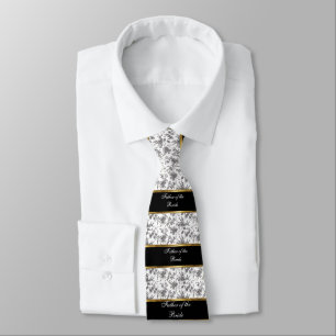 Damask, Far i Bride, Black och Guld Slips