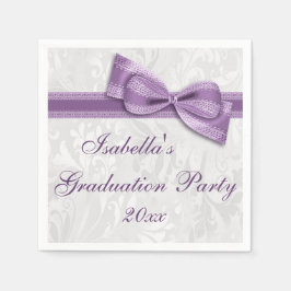 Damask & Faux Bow Girls Studentfest Napkins Pappersservett