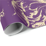 Damask Faux Guld Royal Lila Antonietta Cottage Presentpapper<br><div class="desc">Glam och Chic Wrapping Papper för många tillfällen som födelsedag,  årsdag,  bröllop,  brudens sida,  nytt jobb,  nytt hem,  företag party,  pension party,  nyfödd bebis, ,  florenceK</div>