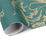 Damask Faux Guld Royal Metallic Teal Cottage Presentpapper<br><div class="desc">Glam och Chic Wrapping Papper för många tillfällen som födelsedag,  årsdag,  bröllop,  brudens sida,  nytt jobb,  nytt hem,  företag party,  pension party,  nyfödd bebis, ,  florenceK</div>