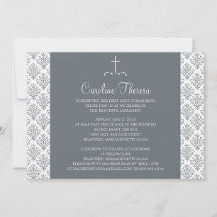 Damask First Communion Inbjudningar