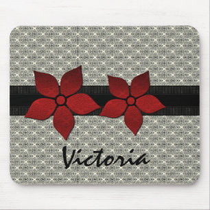 Damask Flowers Stripe Gräns Mousepad Musmatta
