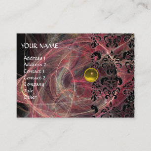 DAMASK FRACTAL MONOGRAM gult rosa Visitkort