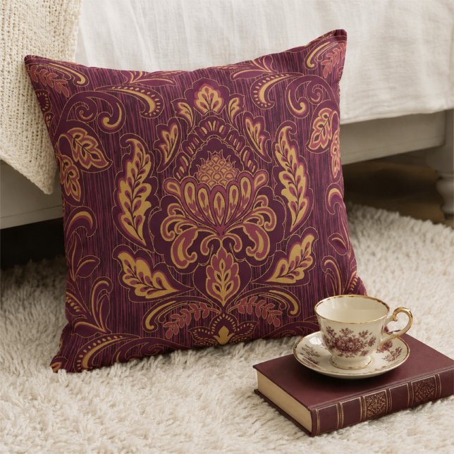 Damask fyrkantig kastkudde kudde (Damask Square Throw Pillow)